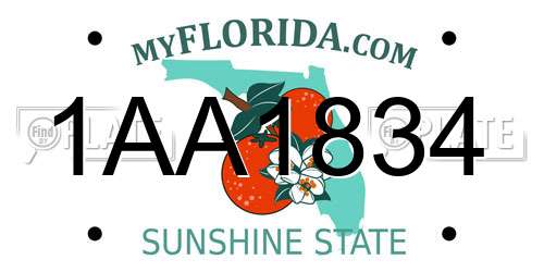 1AA1834 Florida License Plate