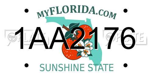 1AA2176 Florida License Plate