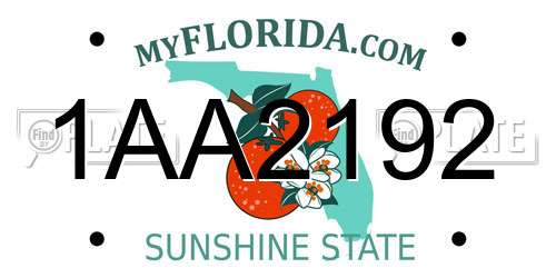 1AA2192 Florida License Plate