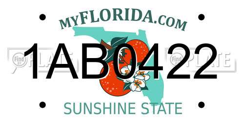 1AB0422 Florida License Plate