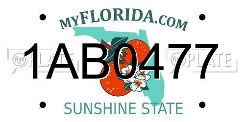 1AB0477 Florida License Plate