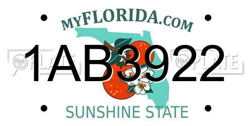 1AB3922 Florida License Plate