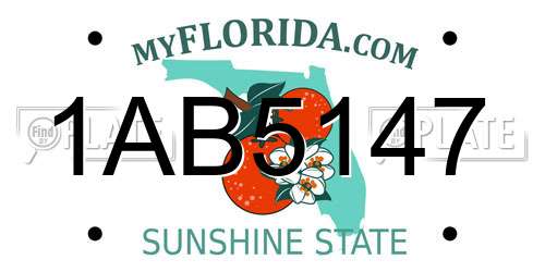 1AB5147 Florida License Plate