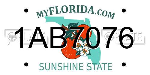 1AB7076 Florida License Plate