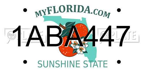 1ABA447 Florida License Plate
