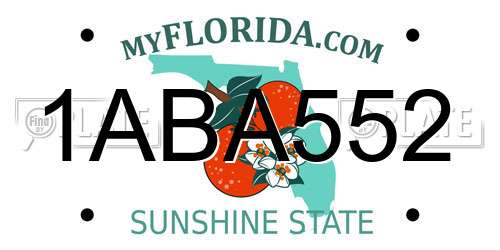 1ABA552 Florida License Plate