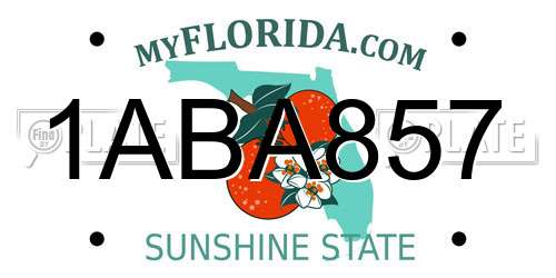 1ABA857 Florida License Plate