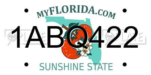 1ABQ422 Florida License Plate