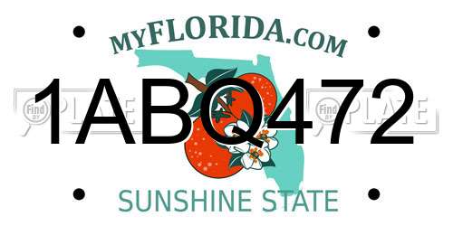 1ABQ472 Florida License Plate