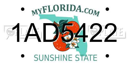 1AD5422 Florida License Plate