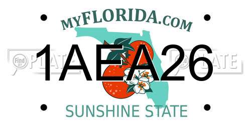 1AEA26 Florida License Plate