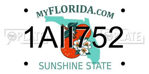 1AII752 Florida License Plate
