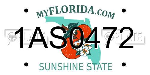 1AS0472 Florida License Plate