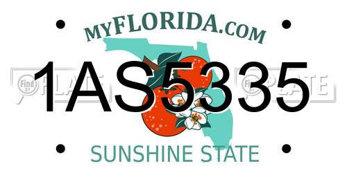1AS5335 Florida License Plate