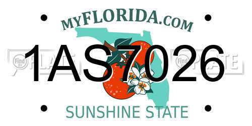 1AS7026 Florida License Plate