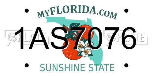 1AS7076 Florida License Plate