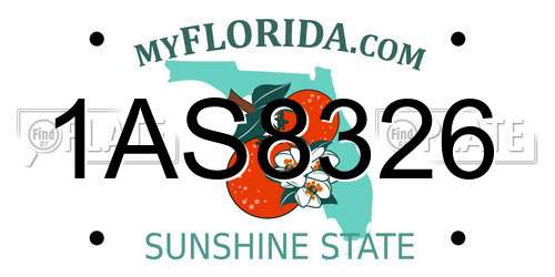 1AS8326 Florida License Plate