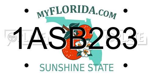 1ASB283 Florida License Plate