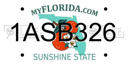 1ASB326 Florida License Plate