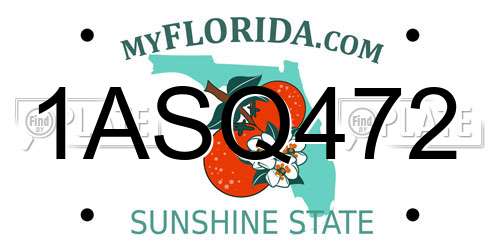 1ASQ472 Florida License Plate
