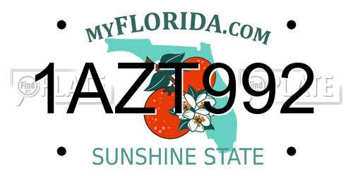 1AZT992 Florida License Plate