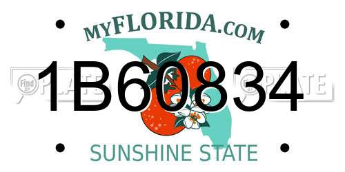 1B60834 Florida License Plate