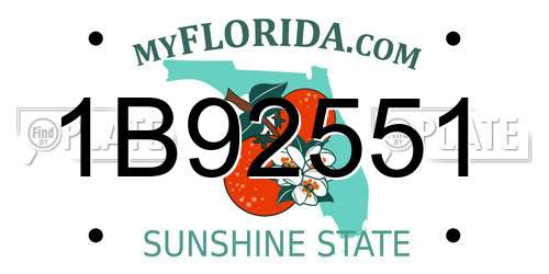 1B92551 Florida License Plate