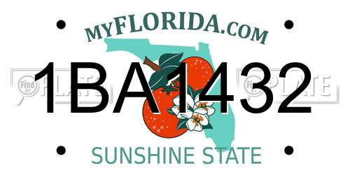 1BA1432 Florida License Plate