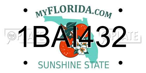 1BAI432 Florida License Plate