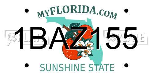 1BAZ155 Florida License Plate