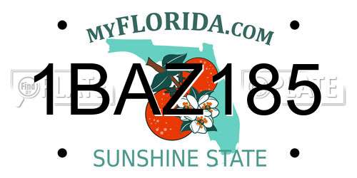 1BAZ185 Florida License Plate