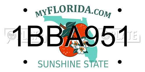 1BBA951 Florida License Plate