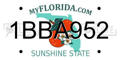 1BBA952 Florida License Plate