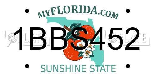 1BBS452 Florida License Plate