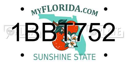 1BBT752 Florida License Plate