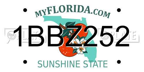 1BBZ252 Florida License Plate