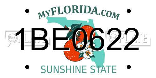 1BE0622 Florida License Plate
