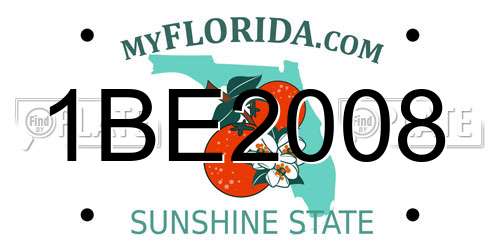 1BE2008 Florida License Plate