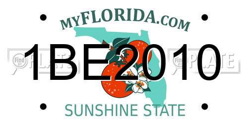 1BE2010 Florida License Plate