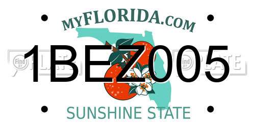 1BEZ005 Florida License Plate