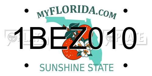 1BEZ010 Florida License Plate