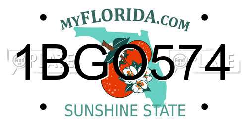 1BGO574 Florida License Plate