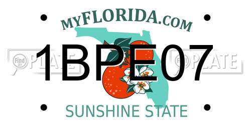 1BPE07 Florida License Plate