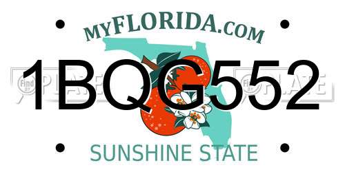1BQG552 Florida License Plate