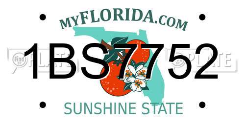 1BS7752 Florida License Plate