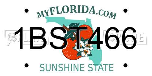 1BST466 Florida License Plate
