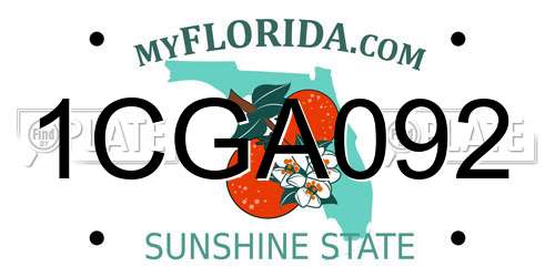 1CGA092 Florida License Plate