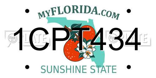 1CPT434 Florida License Plate