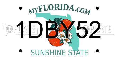 1DBY52 Florida License Plate