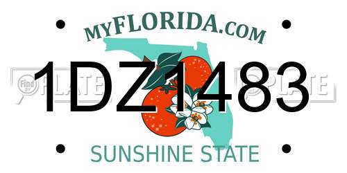 1DZ1483 Florida License Plate